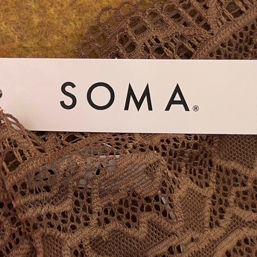Soma Womens Small Blue Brown Embraceable High Waist Lace Thong Underwear 2pk NWT
